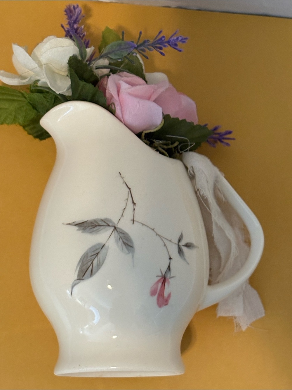 Small decor Pitcher Vase with Pink Floral